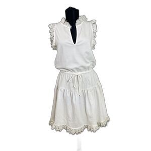 Sunday by wear Sundays mini tiered lacy cinch waist dress Women's Size S White